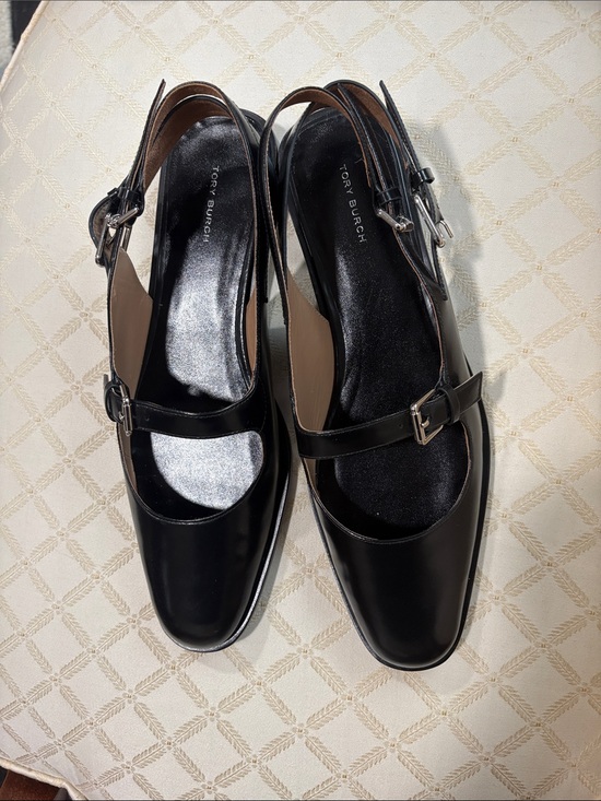 Tory Burch Shoes - Tory Burch Black Leather Mary Jane Slingback Flats